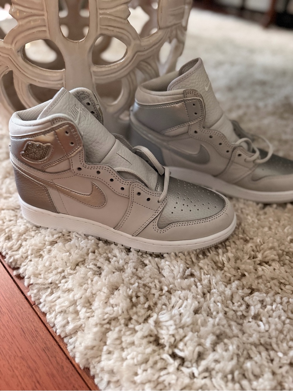 Nike Silver Metallic High-Top Sneakers
